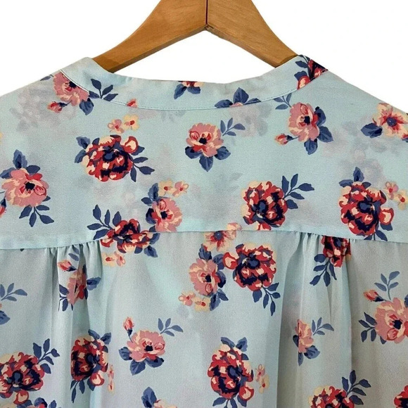 Faded Glory Turqiouse Button Up Floral Blouse Plus XXL Lightweight Multicolor - Picture 7 of 9